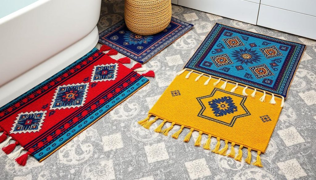 Moroccan-inspired bohemian bath mats