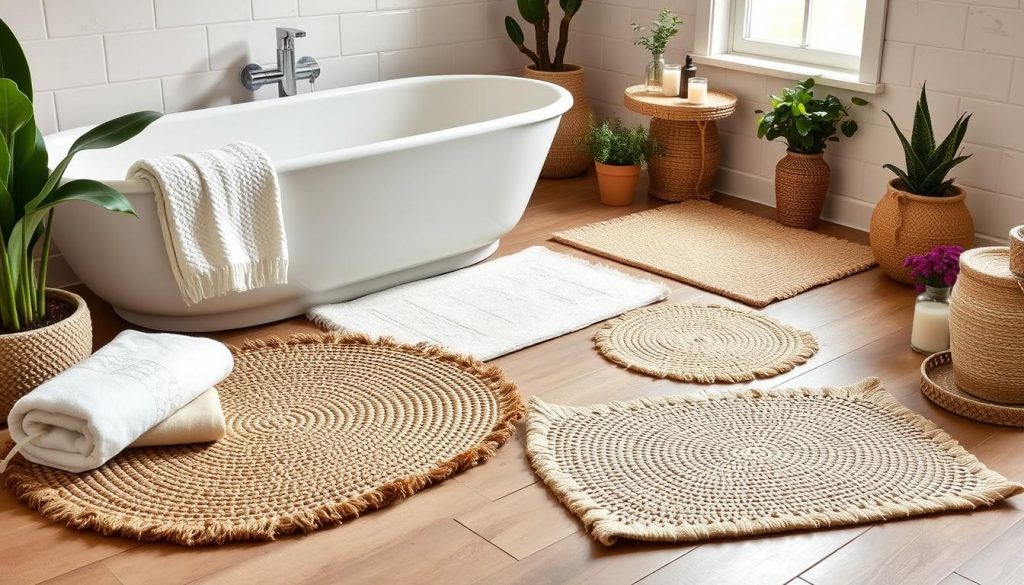 Natural fiber bath mats