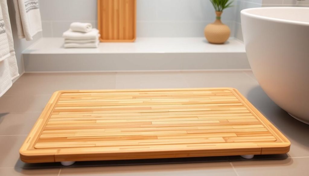 Non-slip bamboo mats with rubber feet