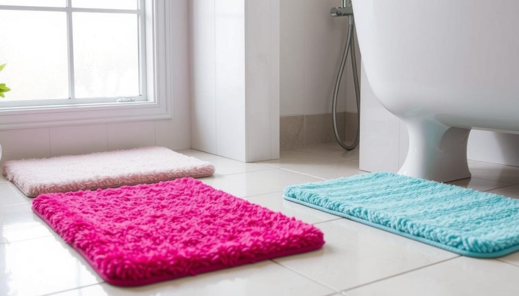 Non-slip bath mat sets with silicone backing