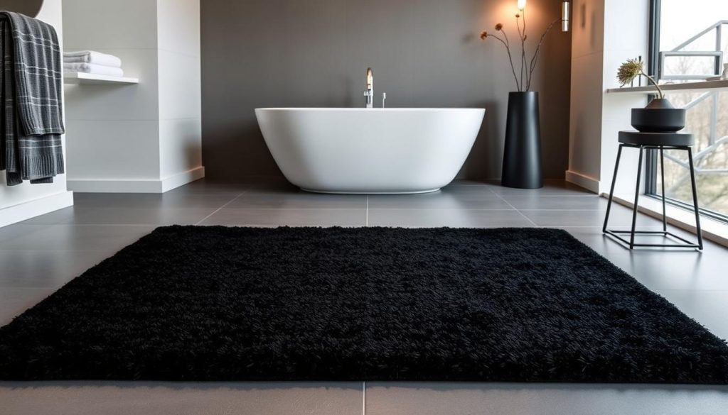 Oversized black bath mat