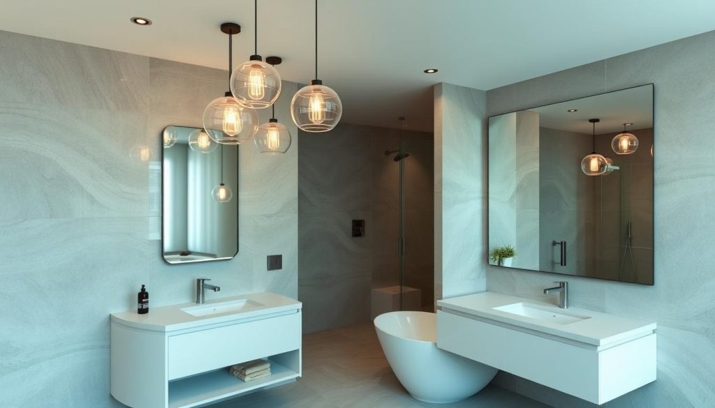 Pendant lighting in bathroom