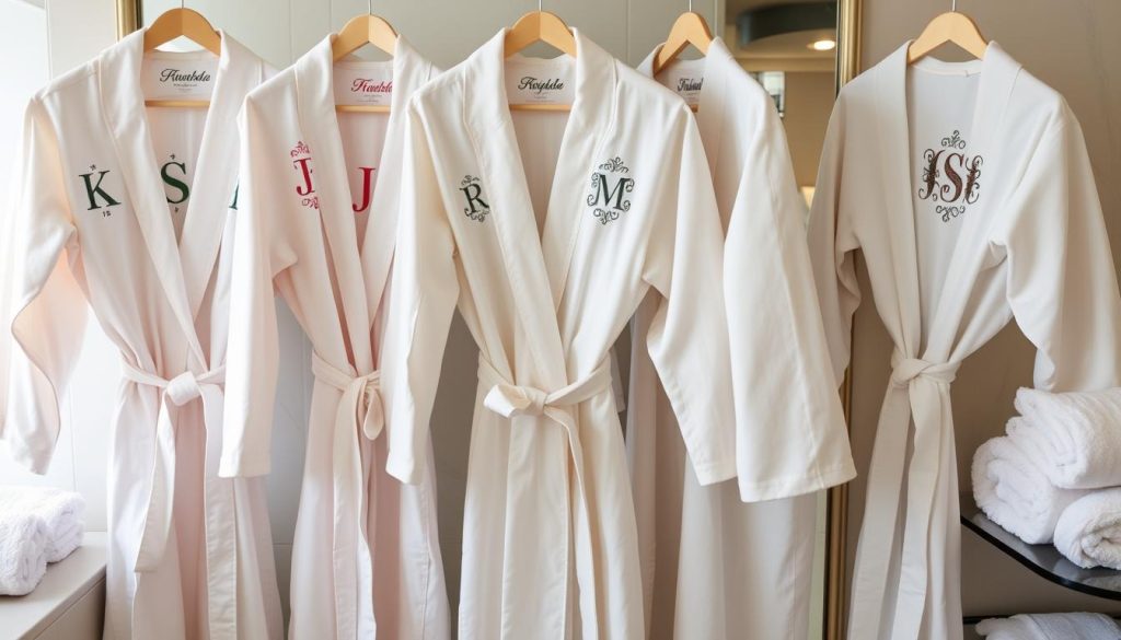 Personalized bathrobes with embroidery designs