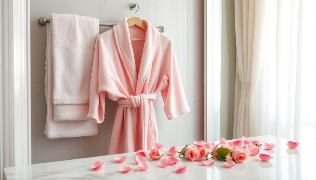 Pink bath robe care