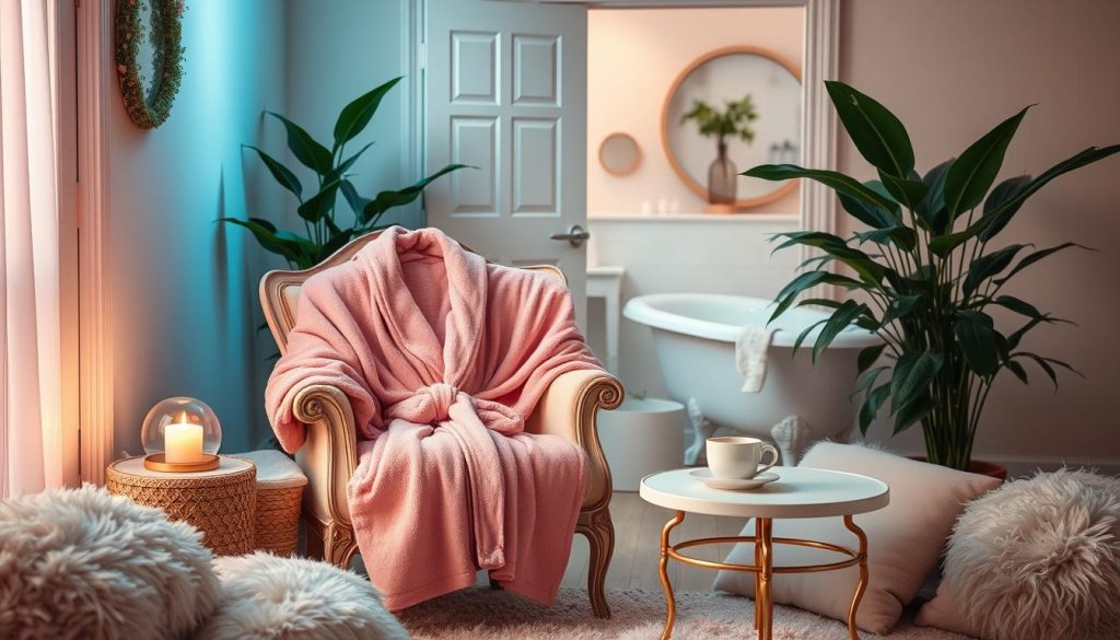 Pink robe relaxation haven