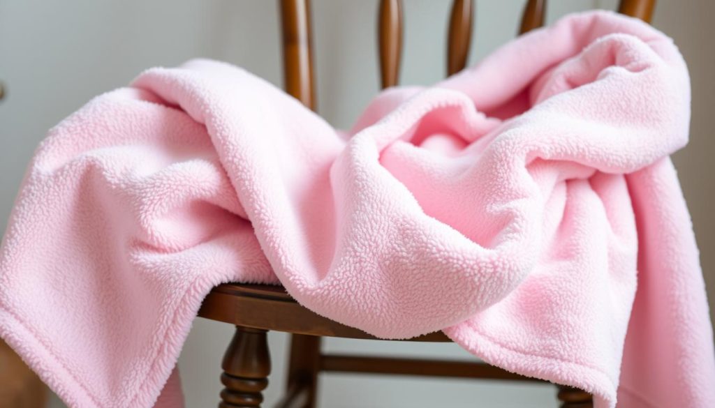 Pink terry cloth robe with plush texture