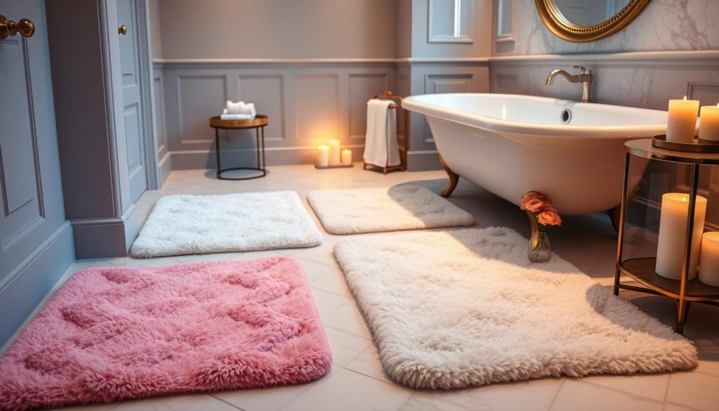 Plush bathroom floors with soft microfiber mats