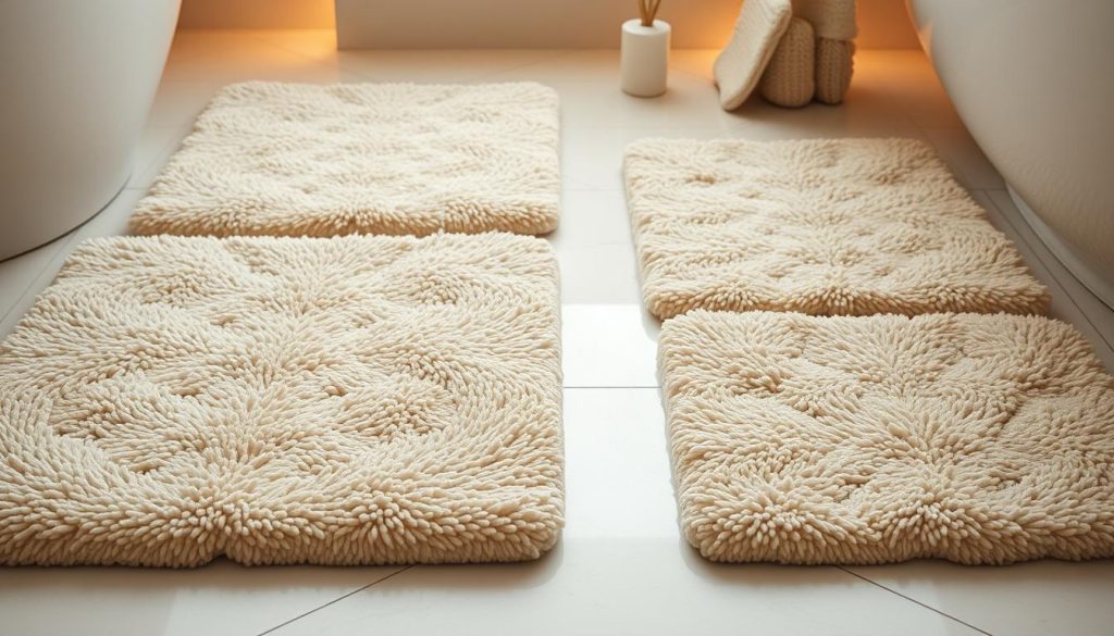 Plush cotton bath mats