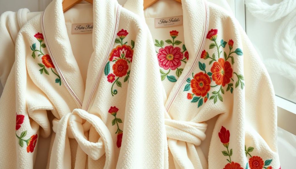 Plush embroidered robes