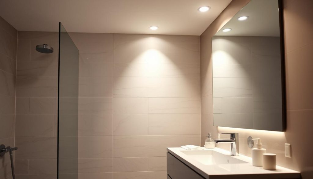 Recessed can lights in bathroom