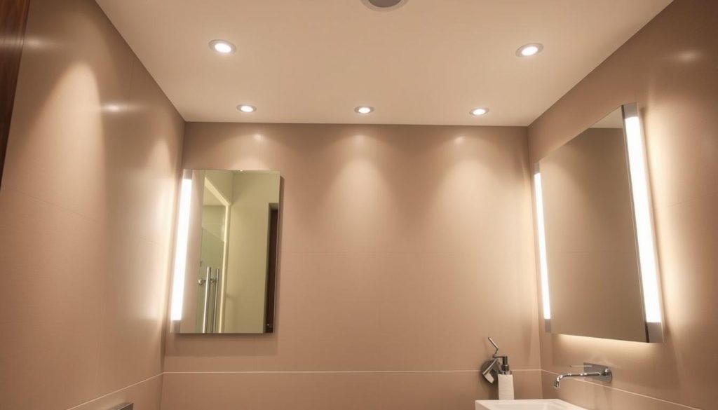 Recessed lighting in bathroom