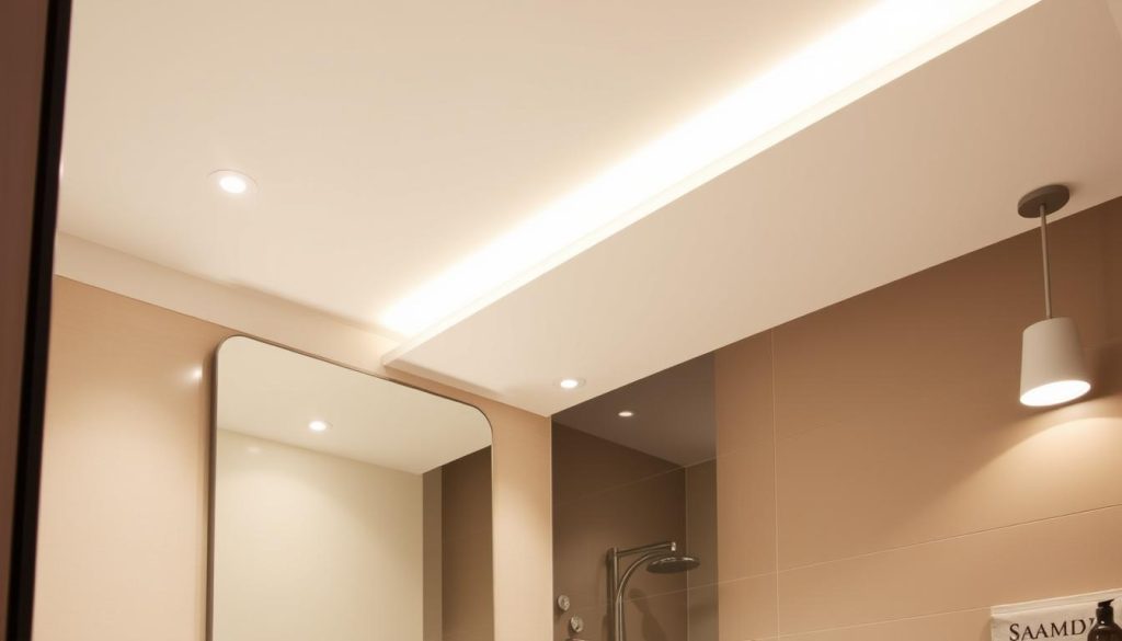 Recessed lighting in bathroom