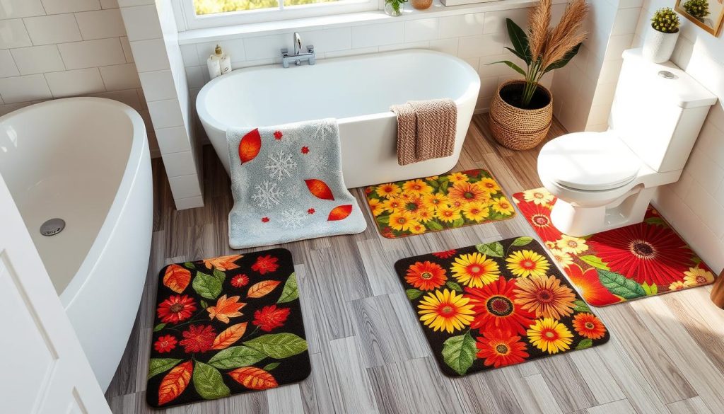 Seasonal bath mat changes