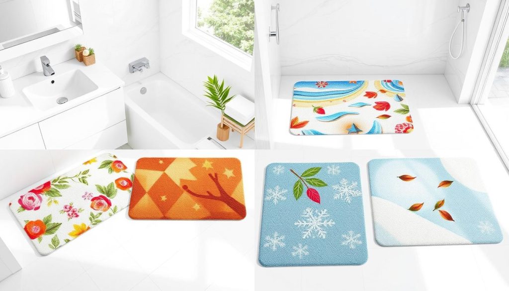 Seasonal bath mat swaps