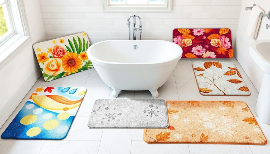 Seasonal bath mats for bathroom decor