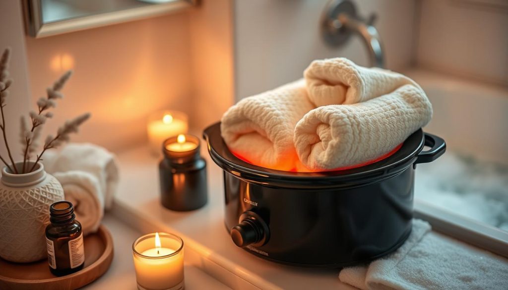 Self-care rituals with warm towels