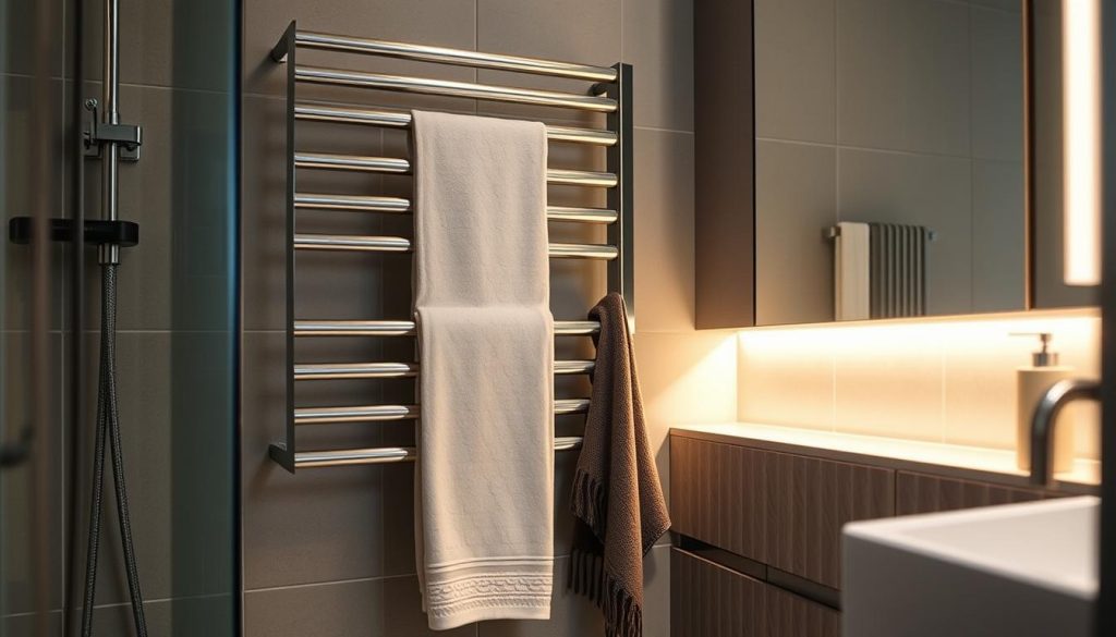 Space-saving towel warmer installation