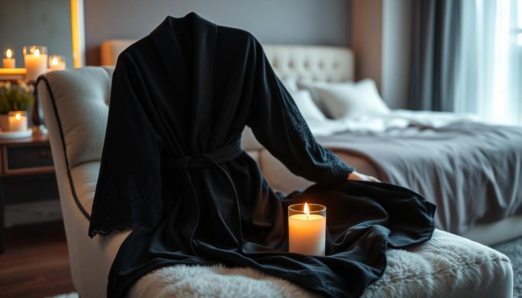 Styling black plush robes