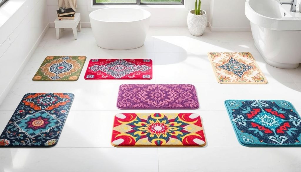 Stylish bath mats with various patterns and colors