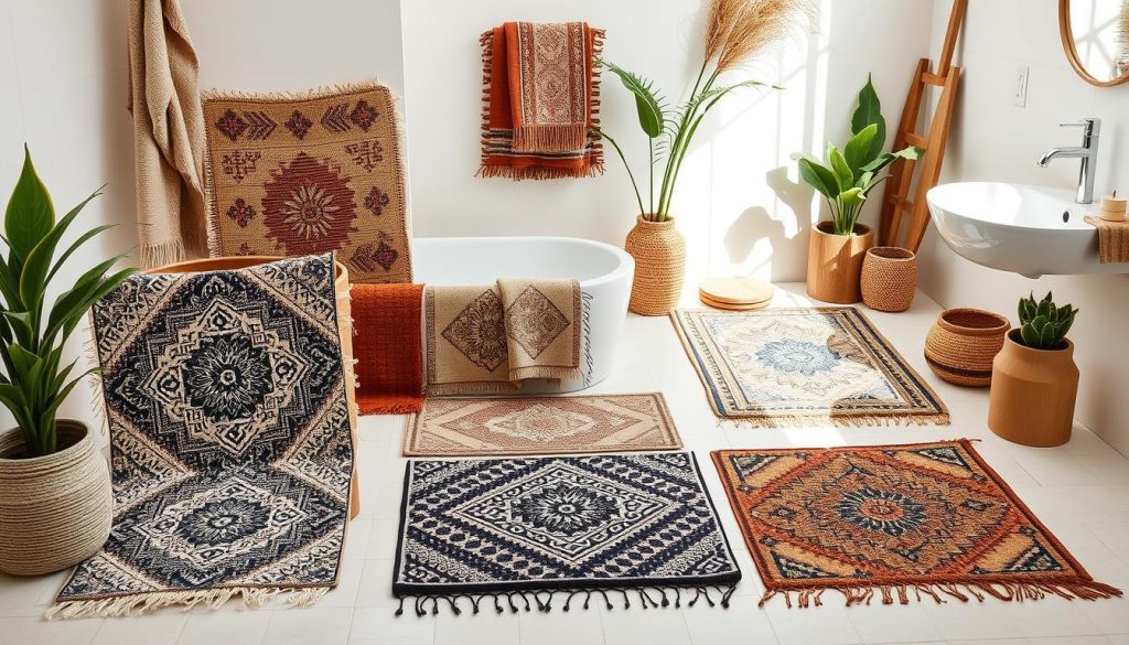 Sustainable boho bath mats