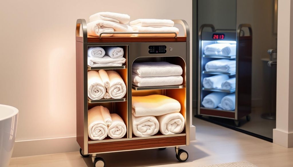 Towel warmer cart features