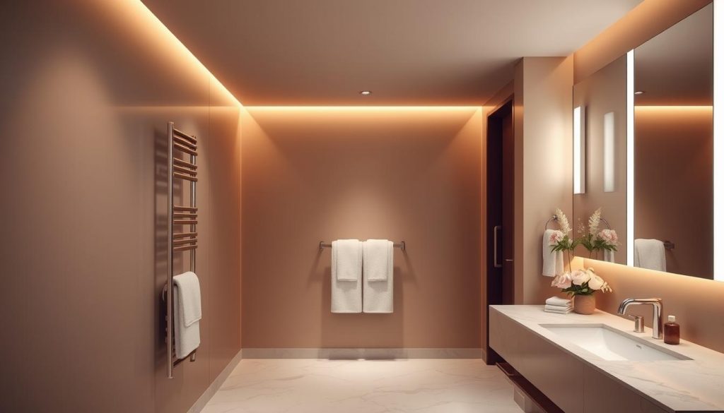 Towel warmer enhancing bathroom luxury