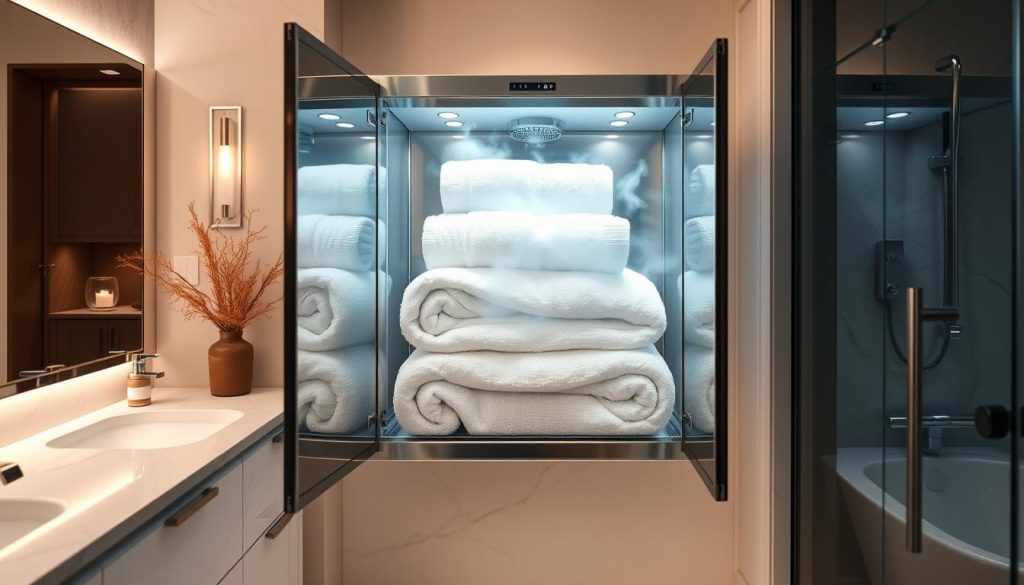 Towel warmer for bathroom maintenance