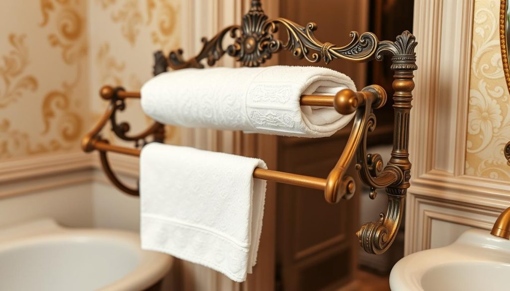 Victorian-style towel warmer with ornate details