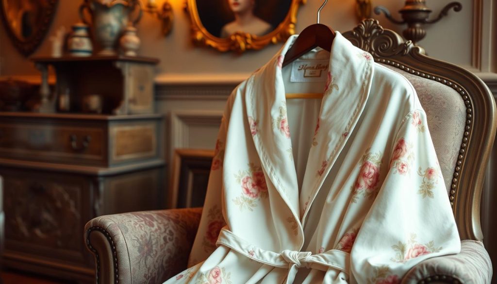 Vintage bath robe with shawl collar