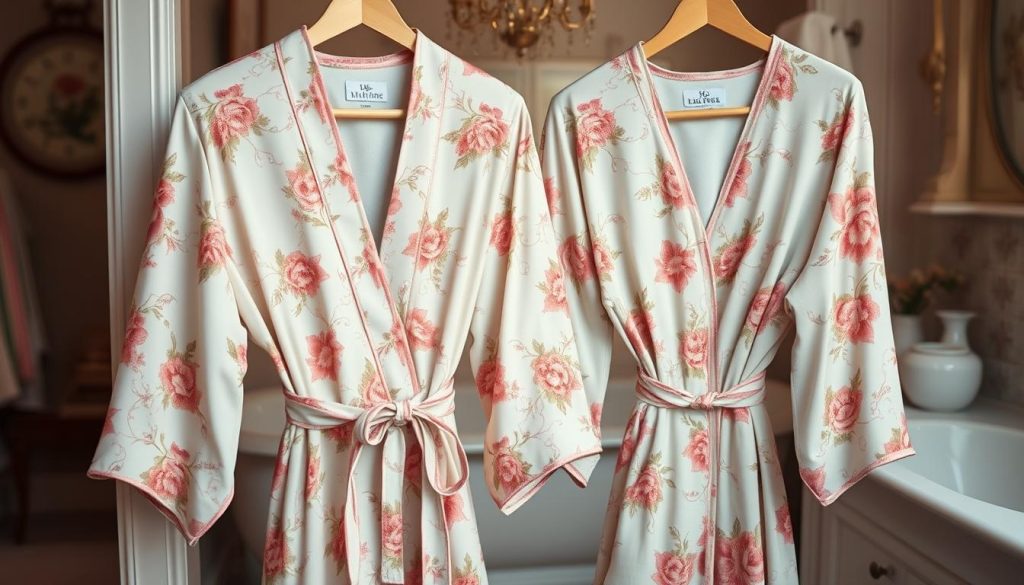 Vintage floral patterns in bath robes