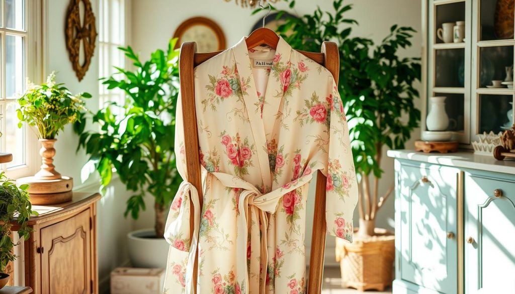 Vintage floral patterns on bath robes