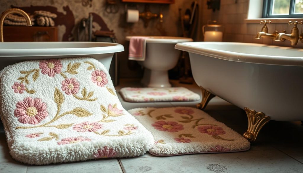 Vintage-inspired plush bath mats