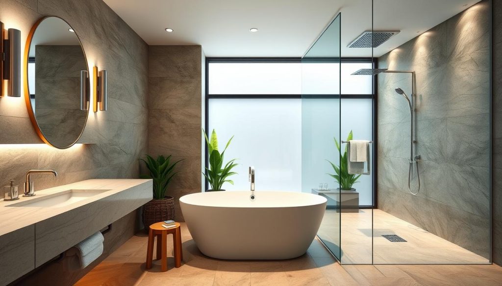 Wet room concept in a spa-like bathroom