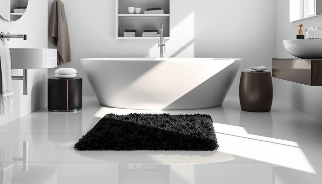 black bath mat creating contrast