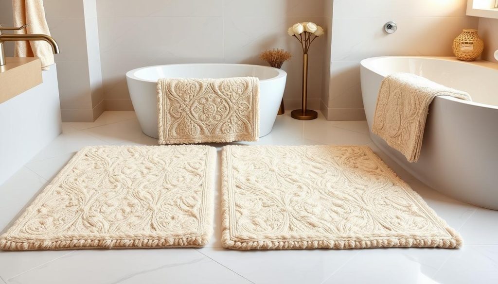 luxury bath mats in beige