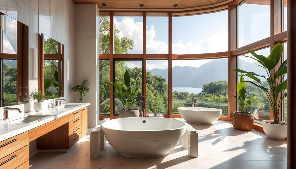 luxury bathroom with natural light