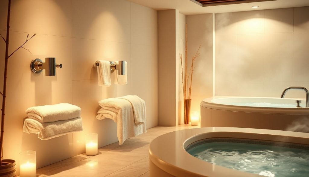 luxury towel warmers in spa setting