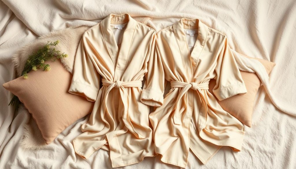 matching robes in neutral tones