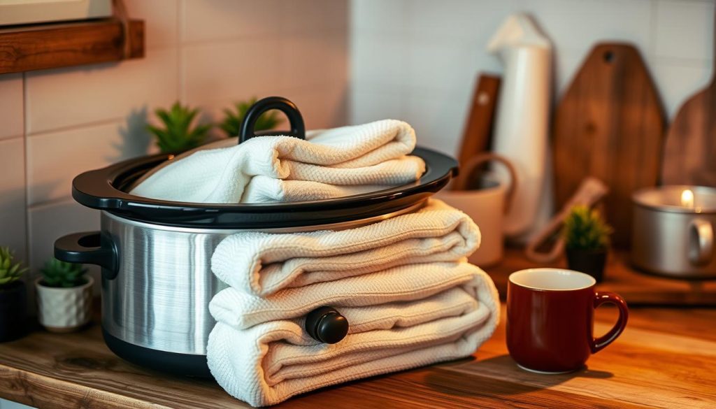 slow cooker towel warmer