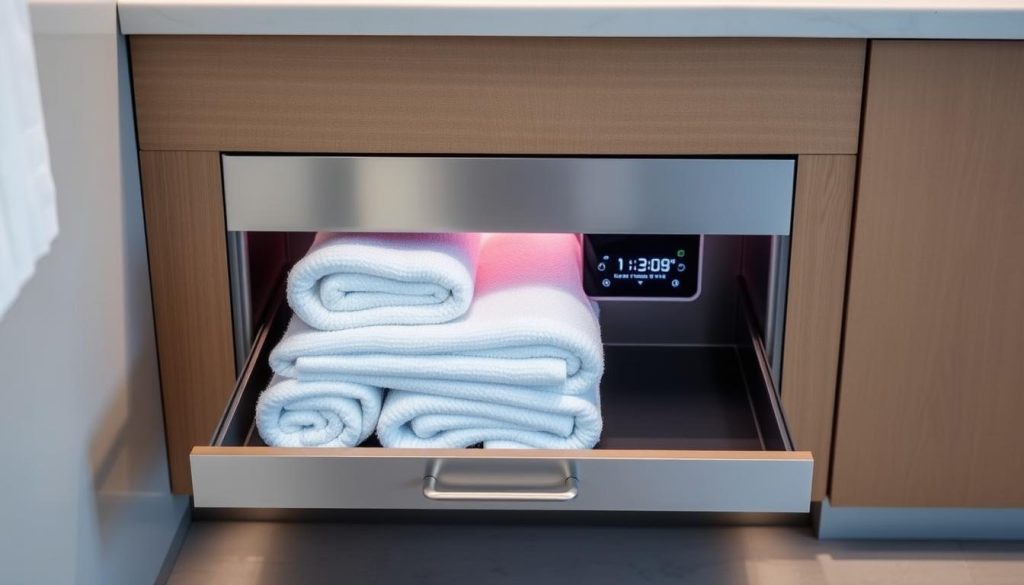 spa towel warmer drawer with timer function