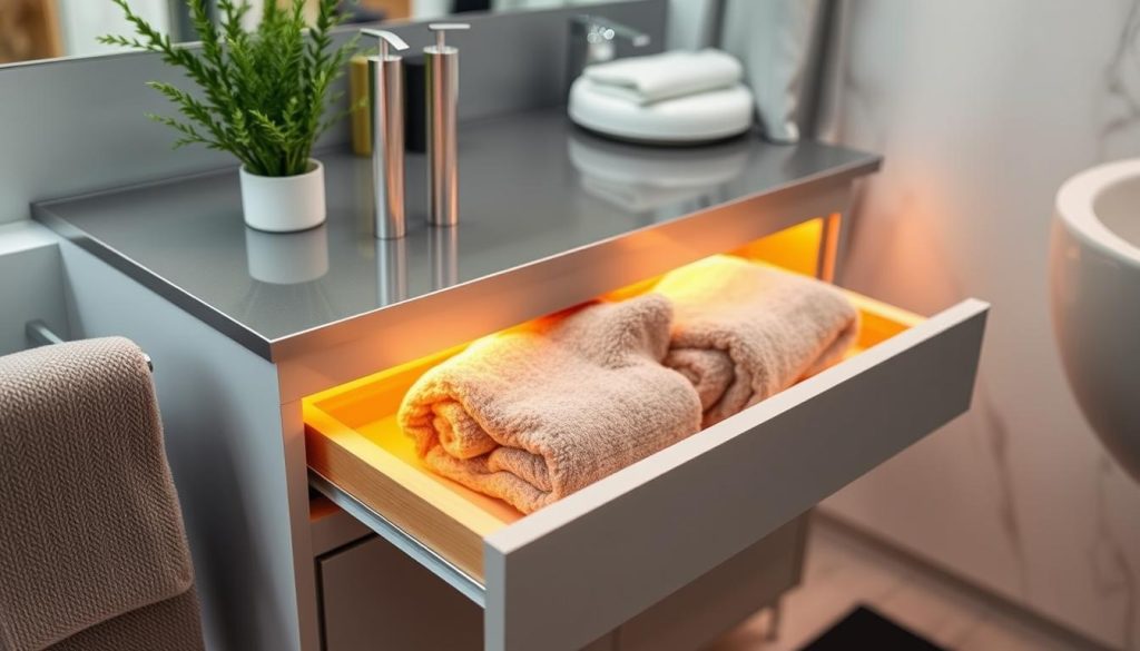 towel warmer bathroom drawer energy efficiency