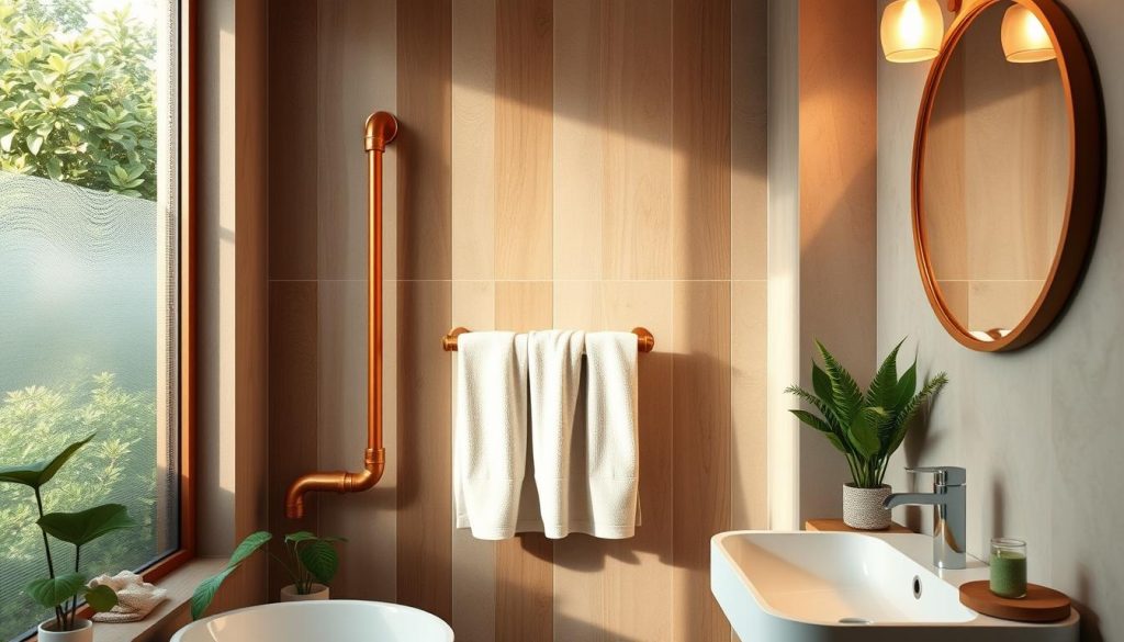 eco-friendly bathroom heating copper pipe towel warmer